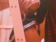 Having fun fucking my sex girl doll in college room scissoring and liking pussy open door risky 2/16