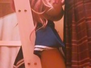 Having fun fucking my sex girl doll in college room scissoring and liking pussy open door risky 4/16