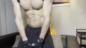 Hot Guy Works Out in a face mask