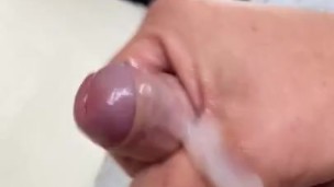 Wanking my cock with cum shot