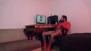 COMPUTER WANK CUM ON MY RED SOCKS