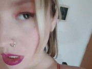 Cristy girl plays with her natural tits. Do you like it? Give me your score. 8/16