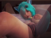 Neko schoolgirl petting pussy in hotel 12/16