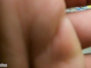 culona en supermercado en leggings transparentes bragas color rosa 10/16