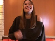 爆乳アパレル店員の男を骨抜きにする責めフェラ＆パイズリ①。Big tits apparel clerk's blowjob and breasts make a man's bones①. 9/16