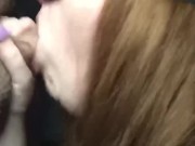 ASMR Redhead Milf sucks cock for a quick finish and load in mouth 