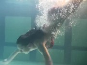 Siskina and Polcharova strip nude underwater 1/16