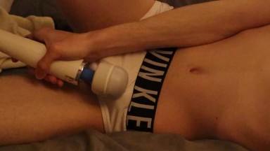 Twink using vibrator on his throbbing cock