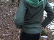 Risky outdoor sex in a public park almost caught Winter edition bubble butt fucked in freezing cold 5/16