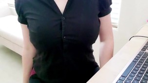 ASMR Hot Little Intern Gives Boss JOI And Helps Him To Cum.