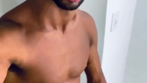 Black guy jerking off his big cock