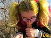 hard anal sex on the street with a cute green-haired girl in a jacket with glasses cum on her face a 13/16