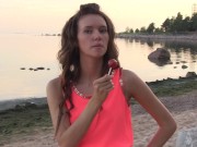 Kinky Lucy Dances Naked In The Beach And Masturbates With A Lollipop! 6/16