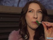 Public Agent Amateur looking babe loves to tease with a lollipop before having sex 4/16