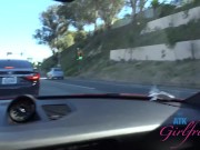 Vacay fun with horny amateur Kourtney Rae who sucks cock in car GFE POV 6/16