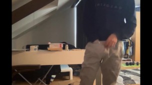 Grey Sweatpants with an Alluring Bulge