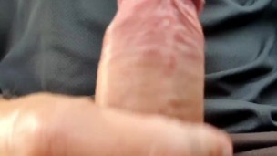 Close up cumshot from beautiful Cock - Car in public place 