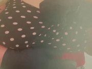 Quick striptease with a very short dress and gloves!  2/16