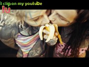 BANANA ASMR - FREE Youtube channel + Film by: Lily Lu / Model: Anuskatzz + Em / Tattoo ink SFW 12/16