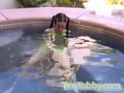 Tiny Tabby Masturbating at pool 1/16