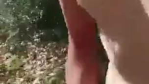 Twink naked walking wanking in the woods 