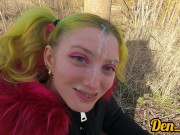 a selection of a lot of sperm on the face of clothes and glasses for a cute beautiful schoolgirl 5/16