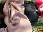 green haired schoolgirl likes to have sex outdoors to get a big load on her face and clothes 15/16