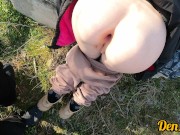 green haired schoolgirl likes to have sex outdoors to get a big load on her face and clothes 9/16