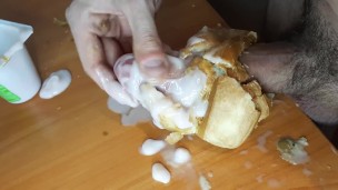 Russian teen with big dick fucks croissant