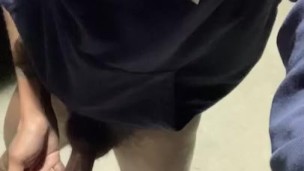 Skinny Black Teen Nutting Outside