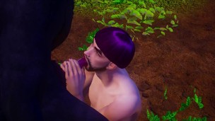 Mature man sat down on the cock of the Furry werewolf