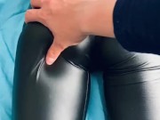 Leather leggings booty teasing and spanking 13/16