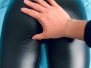 Leather leggings booty teasing and spanking 7/16