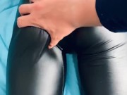 Leather leggings booty teasing and spanking 9/16