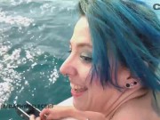 Young Slut Hot Girl Blue Hair fuck Old Man in the front of the Boat like Titanic cam girl | CAM4