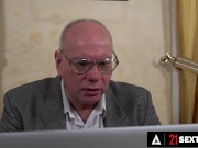 Old Boss Gives His Hot Secretary A Facial 1/16