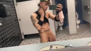 Daniel Hausser hard in public gym bathroom 