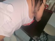 I went to visit a neighbor and finished on her big tits 2/16