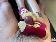 Slapping dick with footjobsock ❣️💕 14/16
