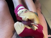 Slapping dick with footjobsock ❣️💕 15/16