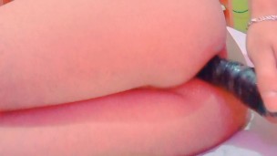 Femboy using a dildo