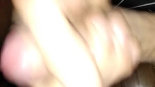 Close Up Masturbation and Thick White Cumshot Sliding Down Huge Spit Cock