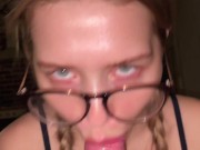 A schoolgirl gives a hot blowjob to a neighbor’s boy 12/16