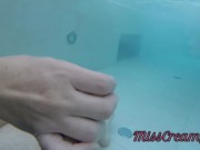 Flashing my dick in front of a girl in public pool and helps me masturbate with cumshot - MissCremy 15/16