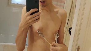 Japanese clamps close up (sexting)