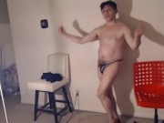 Sexy Hunk with A Sweaty Thong Bulge for All to Worship!