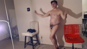 Sexy Hunk with A Sweaty Thong Bulge for All to Worship!