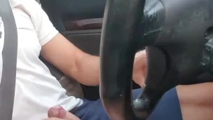 Jerking off while driving moaning loud