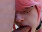 Little slut with pink hair is roughly fucked in the mouth by her stepfather 5/16