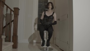 Ejaculate in Real Face Mask and Long Boots